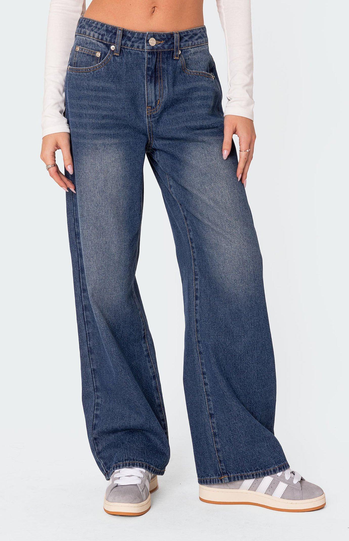 Edikted Women's Karie Relaxed Mid Rise Jeans Product Image