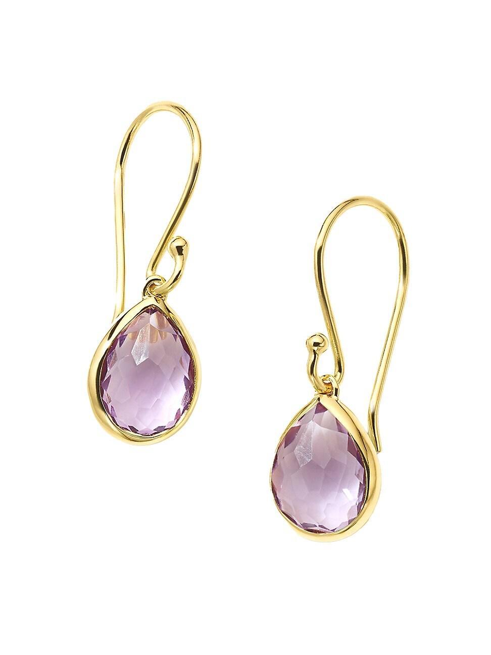 Womens Rock Candy 18K Green Gold & Amethyst Teeny Teardrop Earrings Product Image