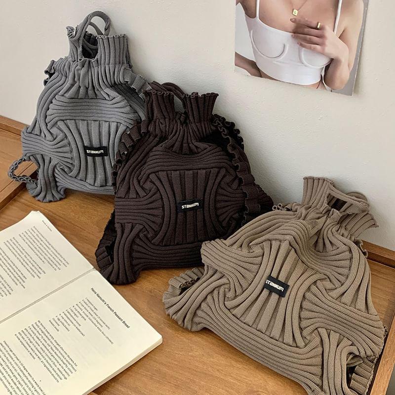 Plain Ruched Drawstring Bucket Bag Product Image