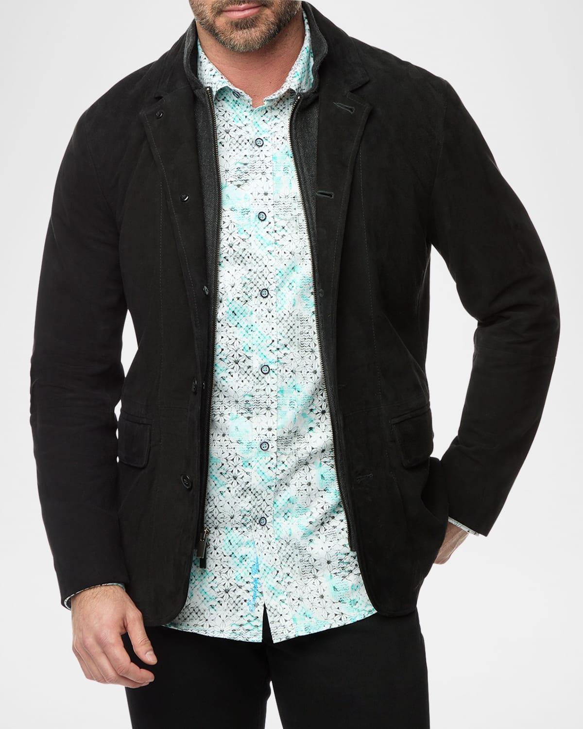 Men's Buttoned Suede Jacket Product Image