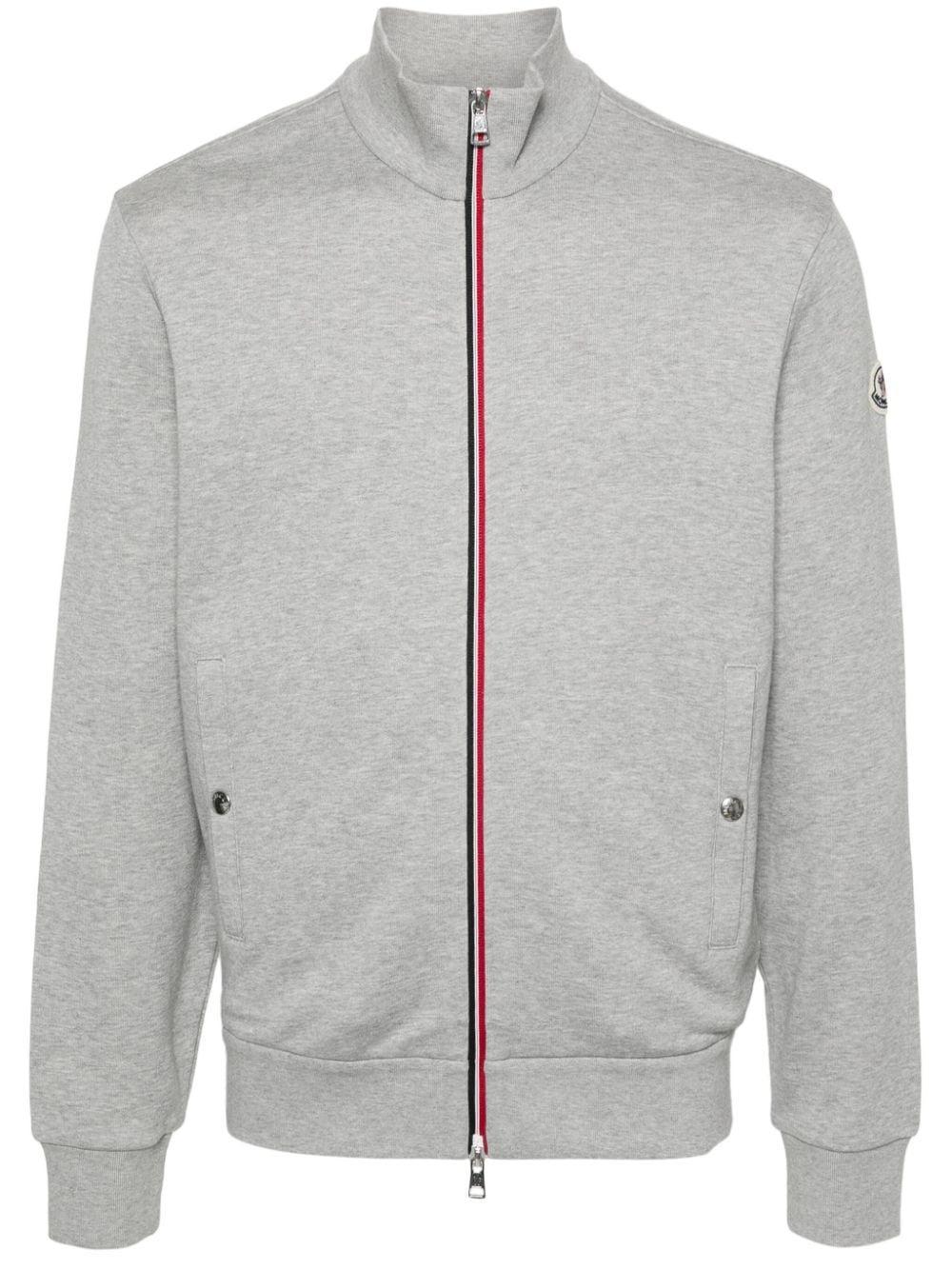 MONCLER Gray Zip Sweatshirt In Grey Product Image