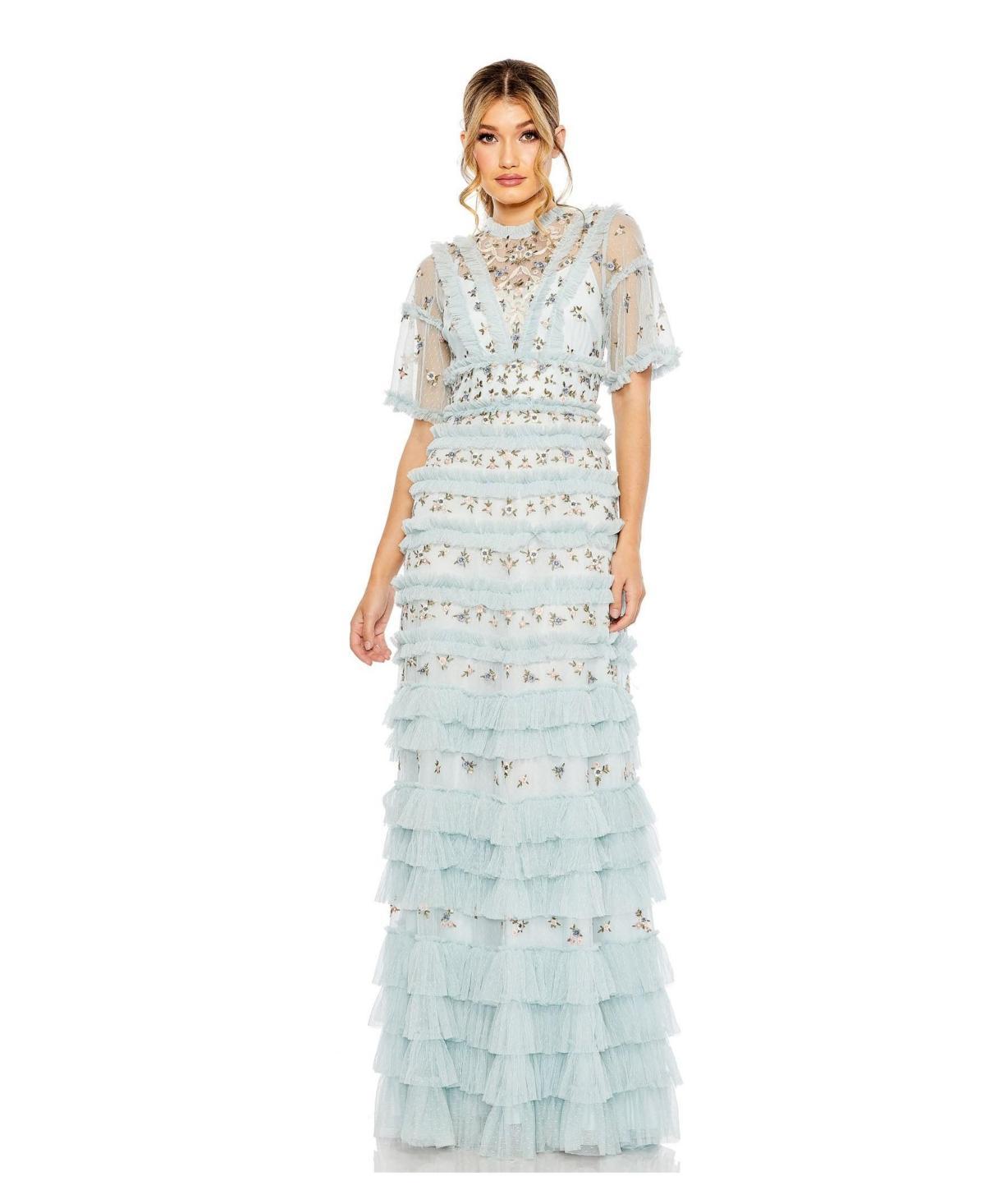 Womens Tiered Ruffle Gown Product Image