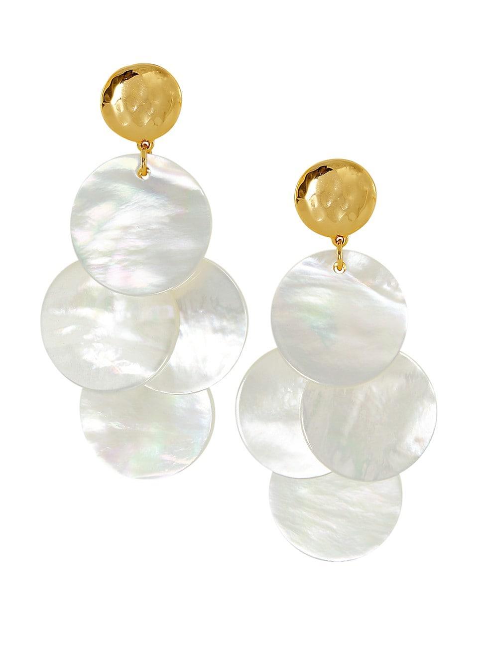 Womens 22K Gold-Plated & Mother-Of-Pearl Chandelier Earrings Product Image