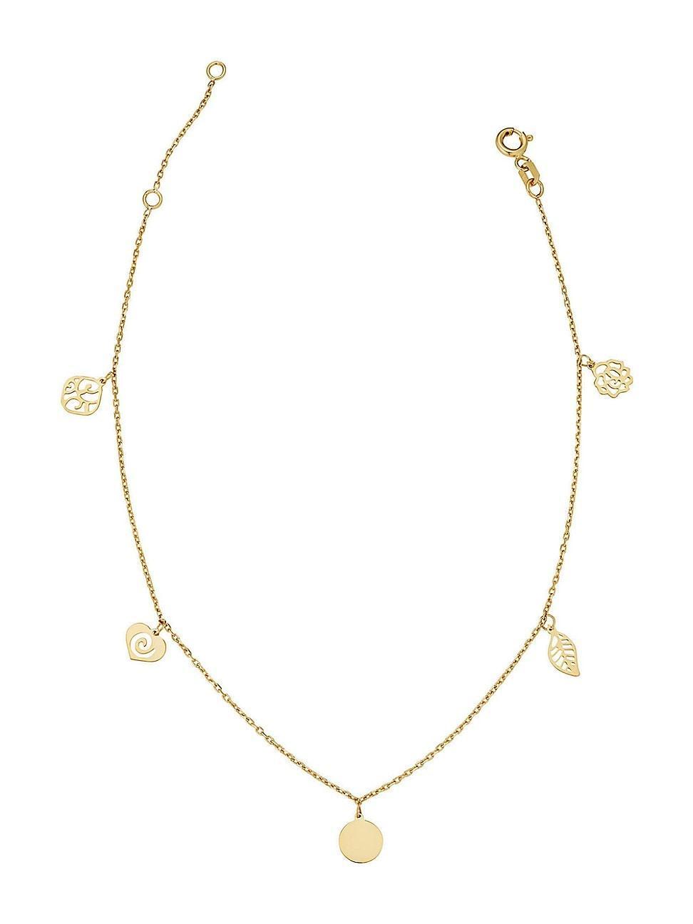 Womens 14K Yellow Gold Riviera Charm Anklet Product Image