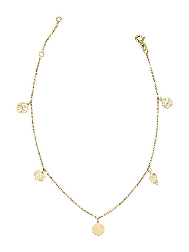 Womens 14K Yellow Gold Riviera Charm Anklet Product Image