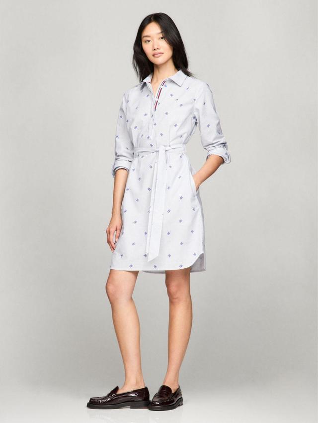 Tommy Hilfiger Women's TH Logo Print Oxford Pullover Shirtdress Product Image