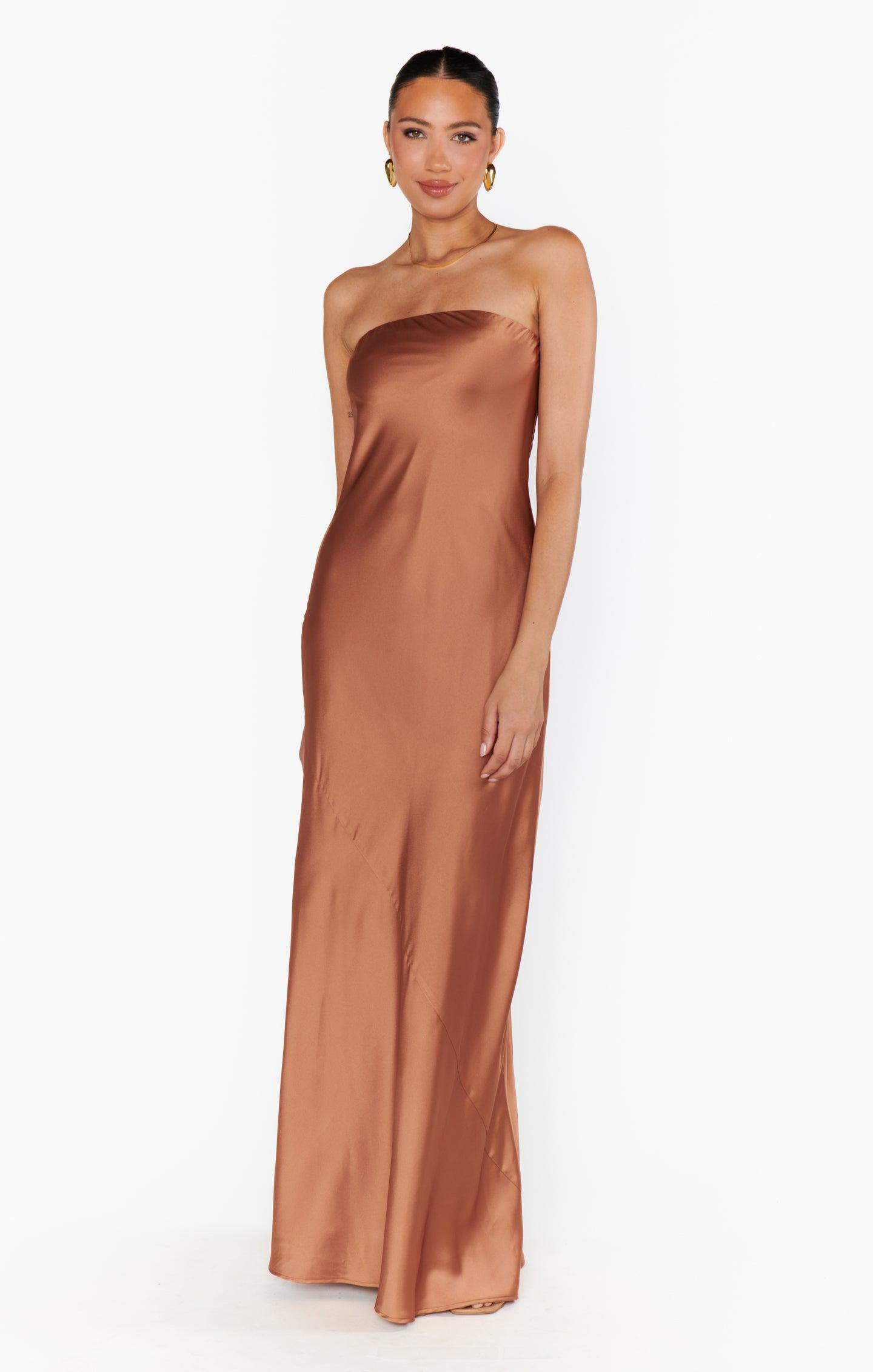 Taylor Tube Maxi Dress ~ Copper Luxe Satin Product Image