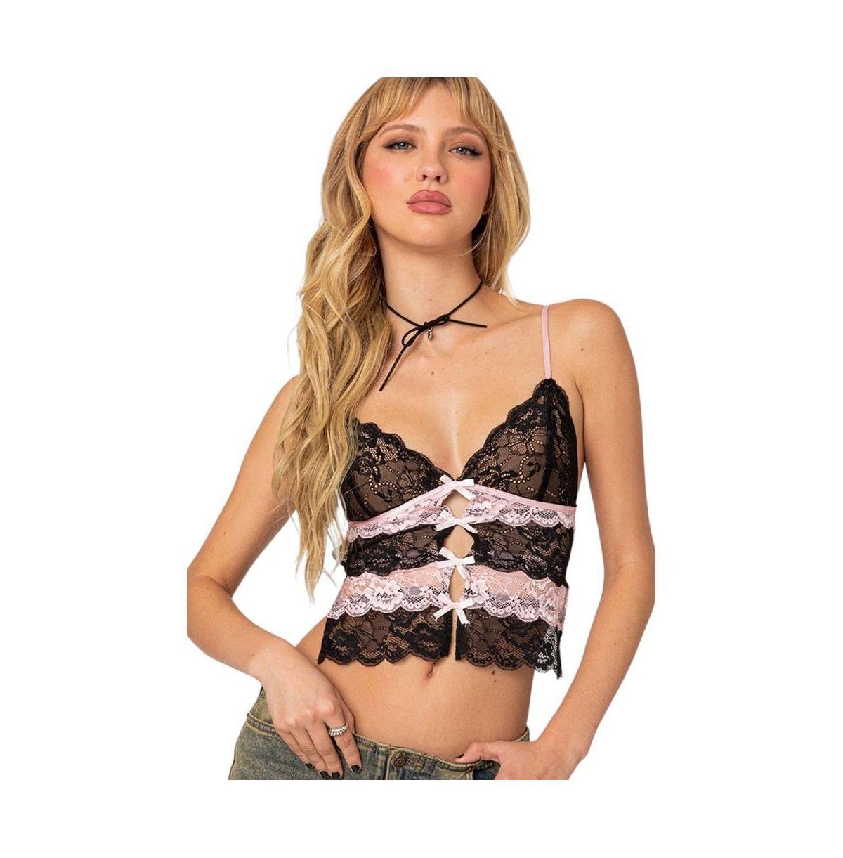 Womens Cara sheer lace open back top Product Image