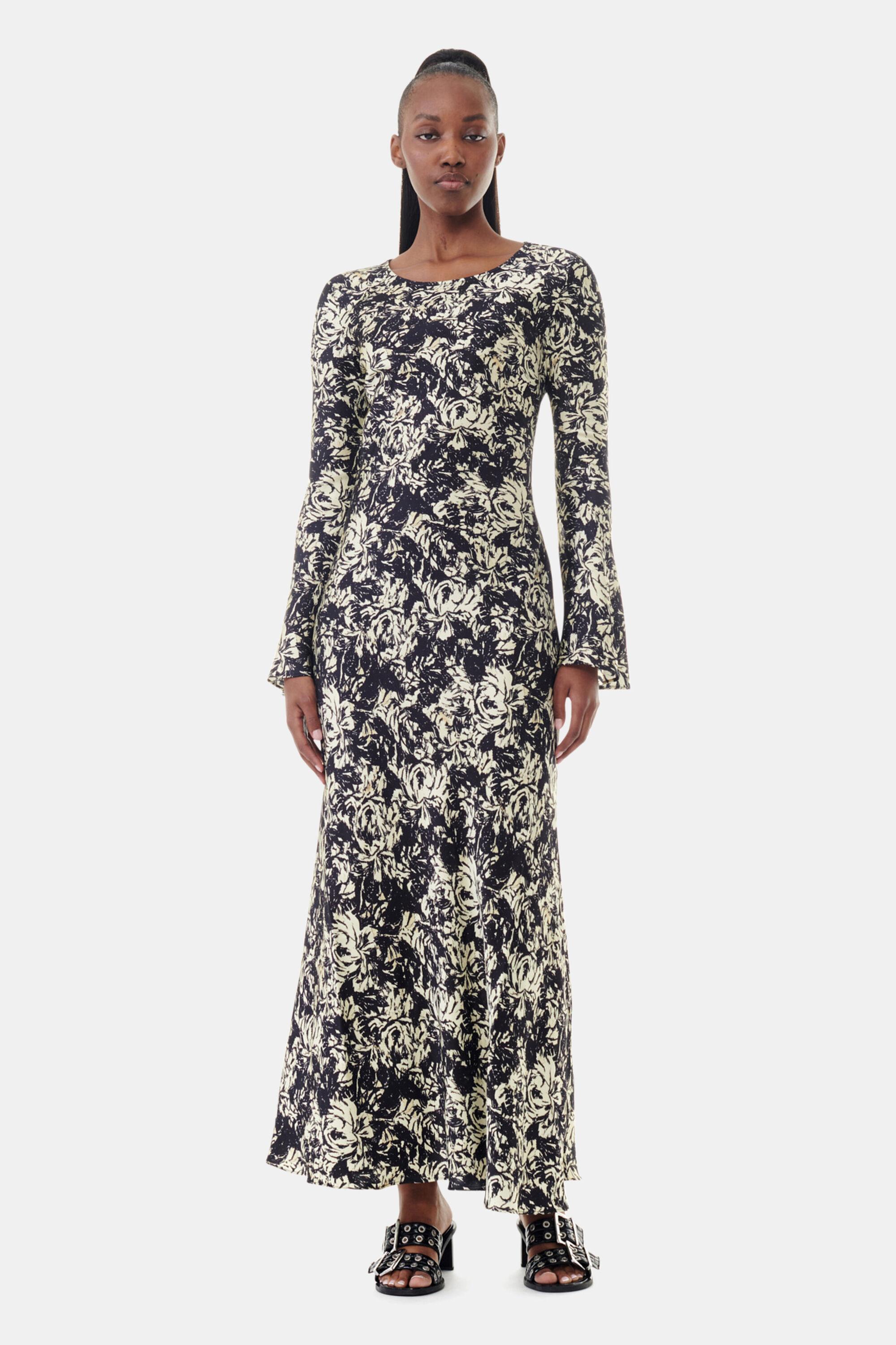 Printed Satin Maxi Dress Product Image