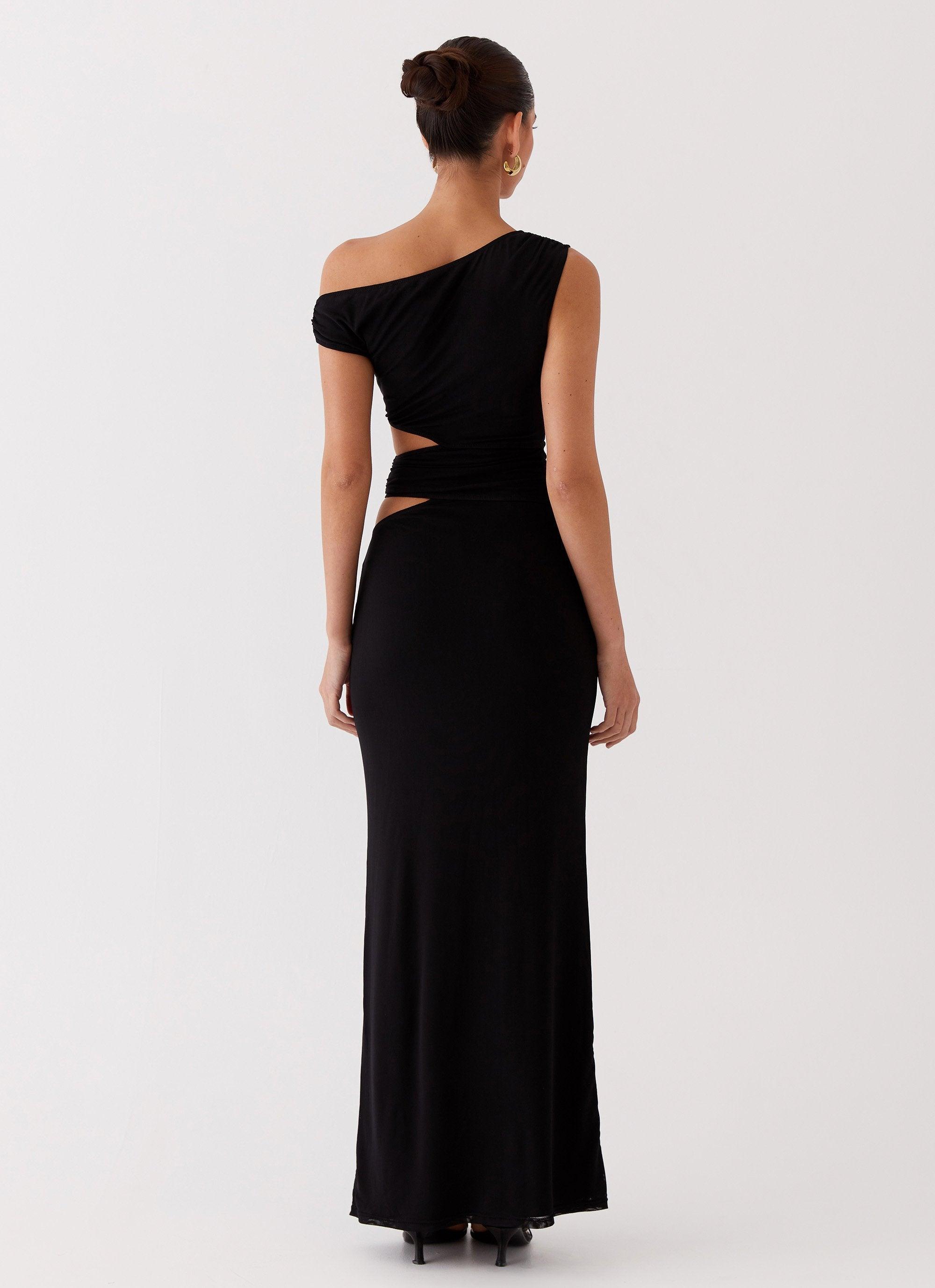 Margot One Shoulder Maxi Dress - Black Product Image