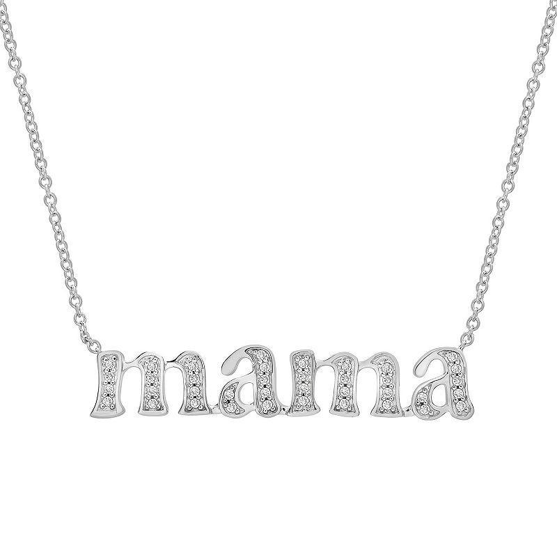 Sterling Silver 1/8 Carat T.W. Diamond Mama Necklace, Womens Product Image