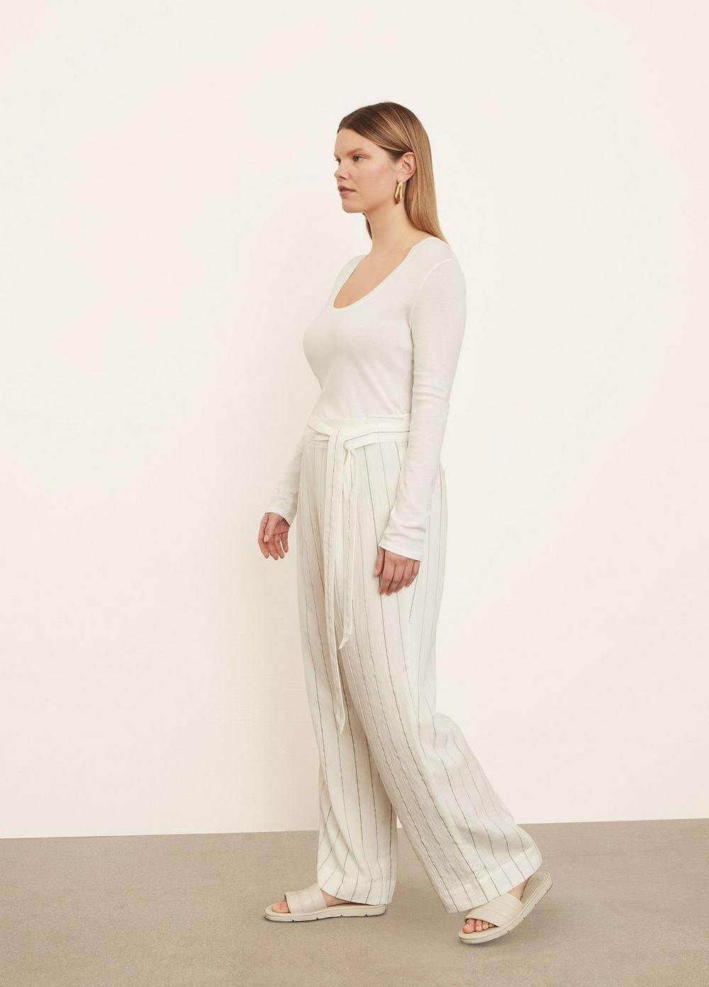 Soft Stripe Belted Pull-On Pant Product Image