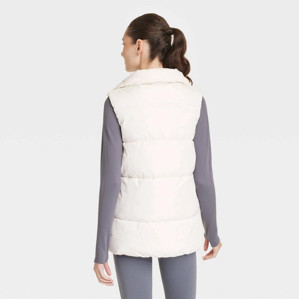 Women's Long Puffer Vest - All In Motion™ Cream XS Product Image