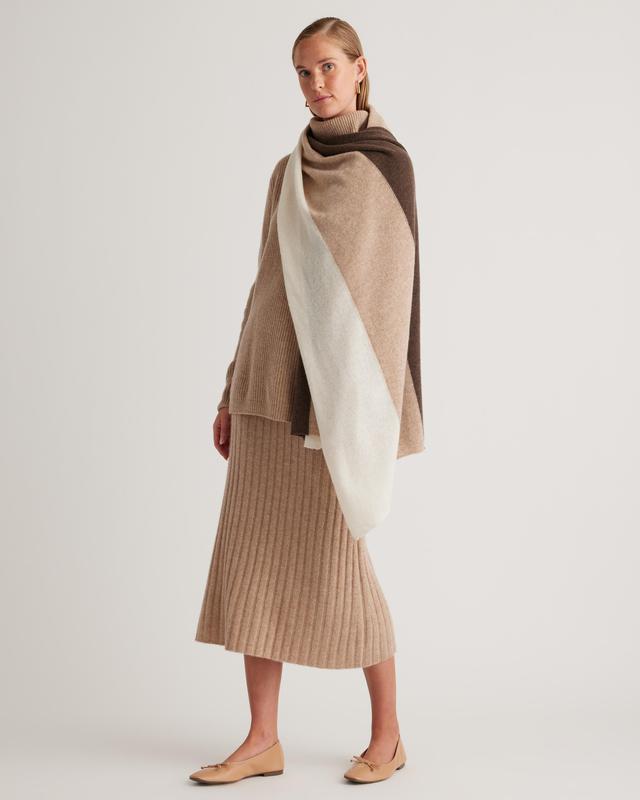 Mongolian Cashmere Colorblock Wrap Product Image