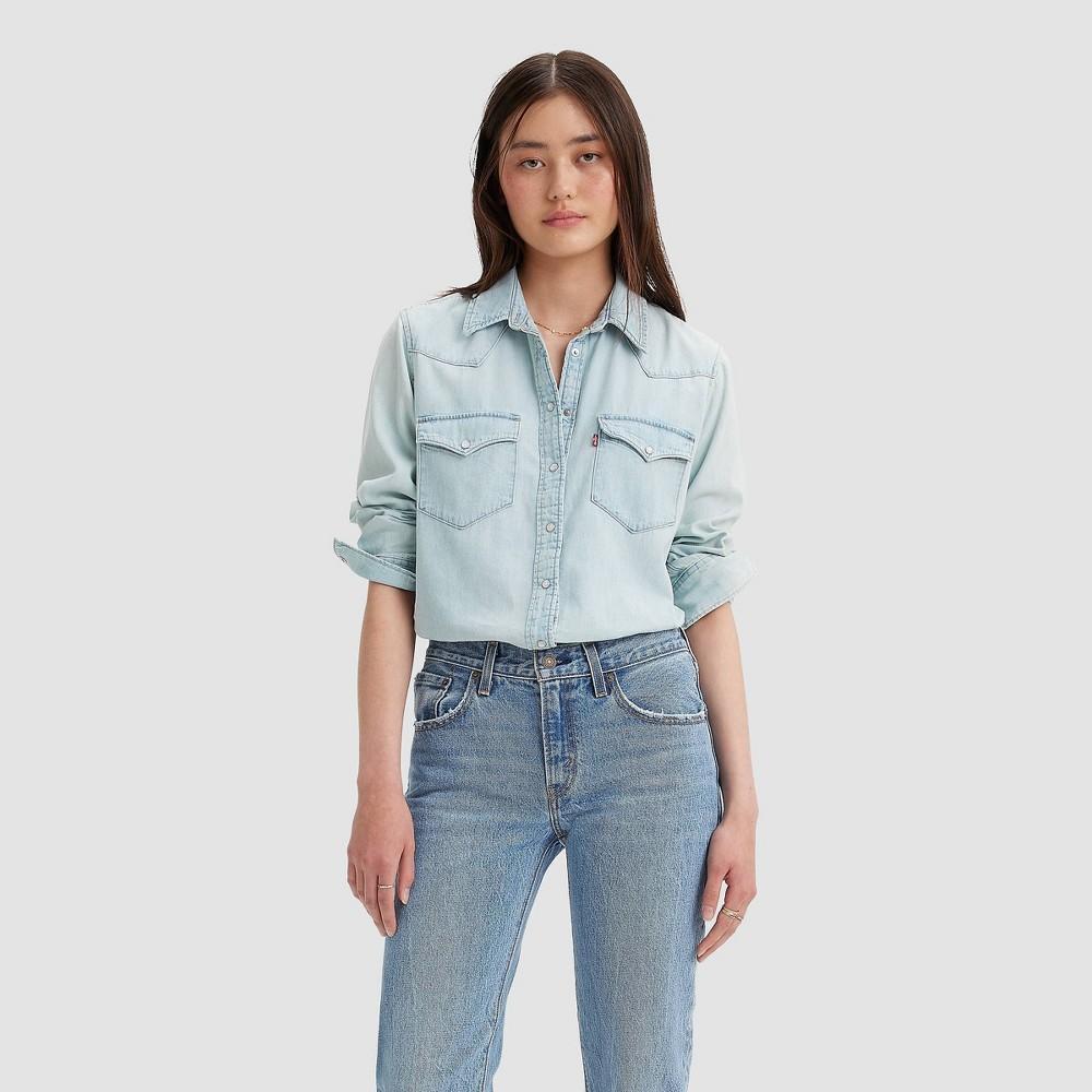 Womens Levis Western Denim Shirt Med Blue product image