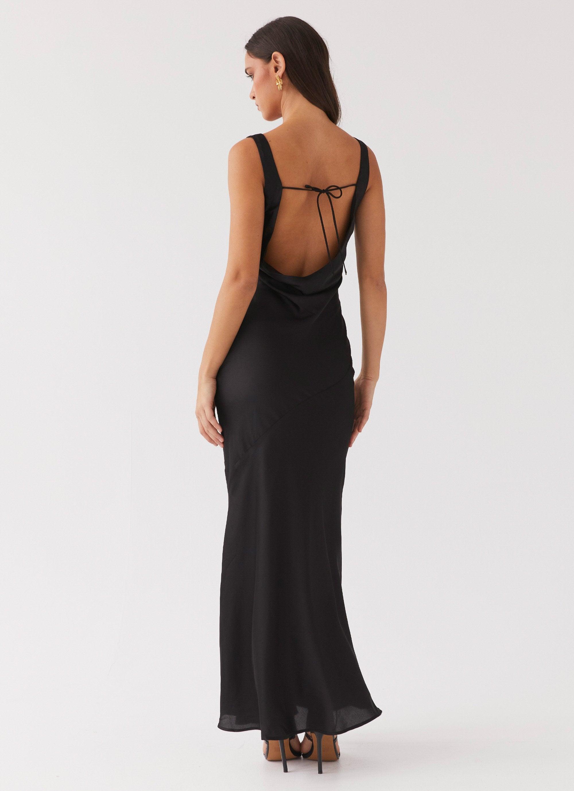 Be Mine Satin Maxi Dress - Black Product Image