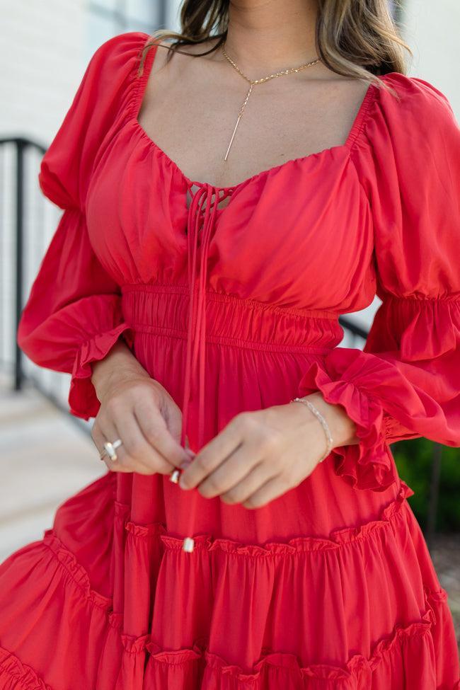 In Full Swing Red Ruffle Detail Mini Dress Product Image