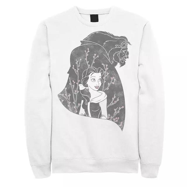 Disneys Beauty & The Beast Silhouette Grayscale & Blossoms Mens Sweatshirt Product Image