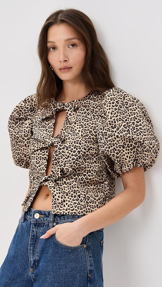 English Factory Bow Detailed Puff Sleeve Top | Shopbop Product Image