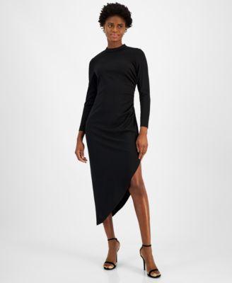 Anne Klein Womens Mock-Neck Asymmetrical-Hem Dress product image