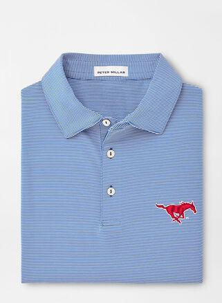 Peter Millar Mens SMU Jubilee Stripe Performance Polo | Color: Blue | Size: XL Product Image