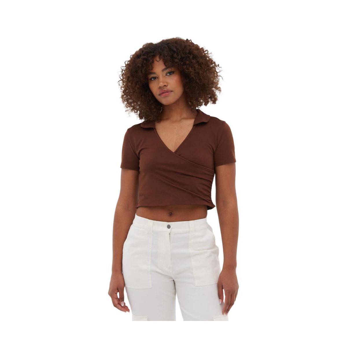 Bench Dna Womens Constance Collared Wrap Crop Top Product Image