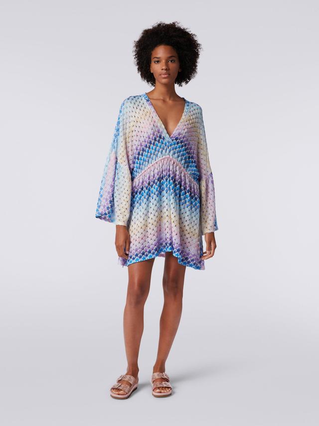 Short lace-effect cover up kaftan with lurex Product Image