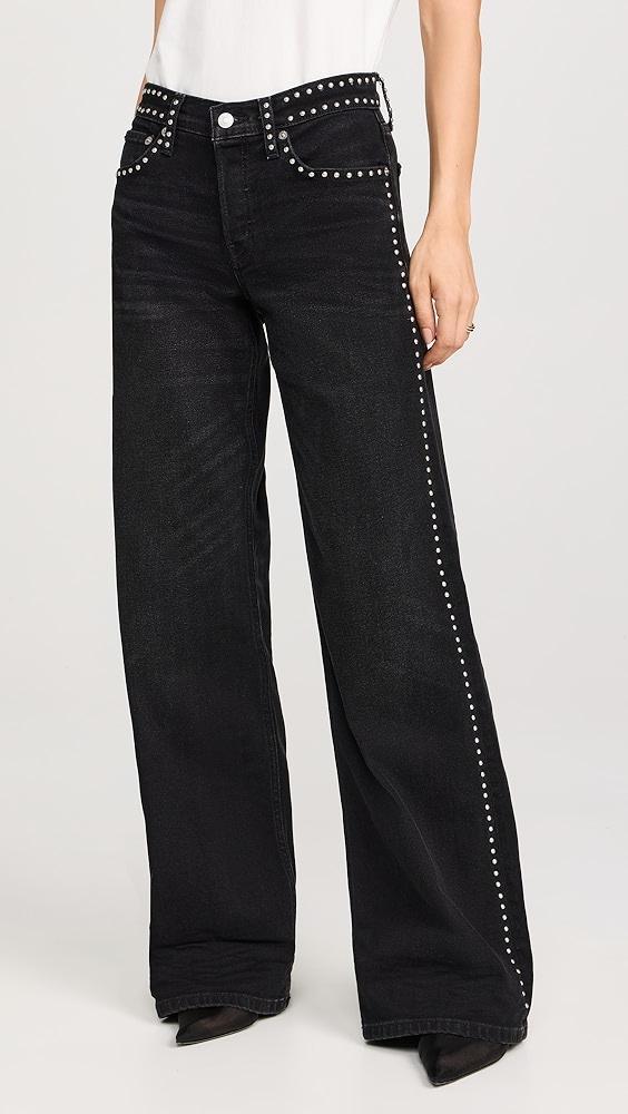 RE/DONE Studded Mid Rise Wide Leg Jeans | Shopbop Product Image