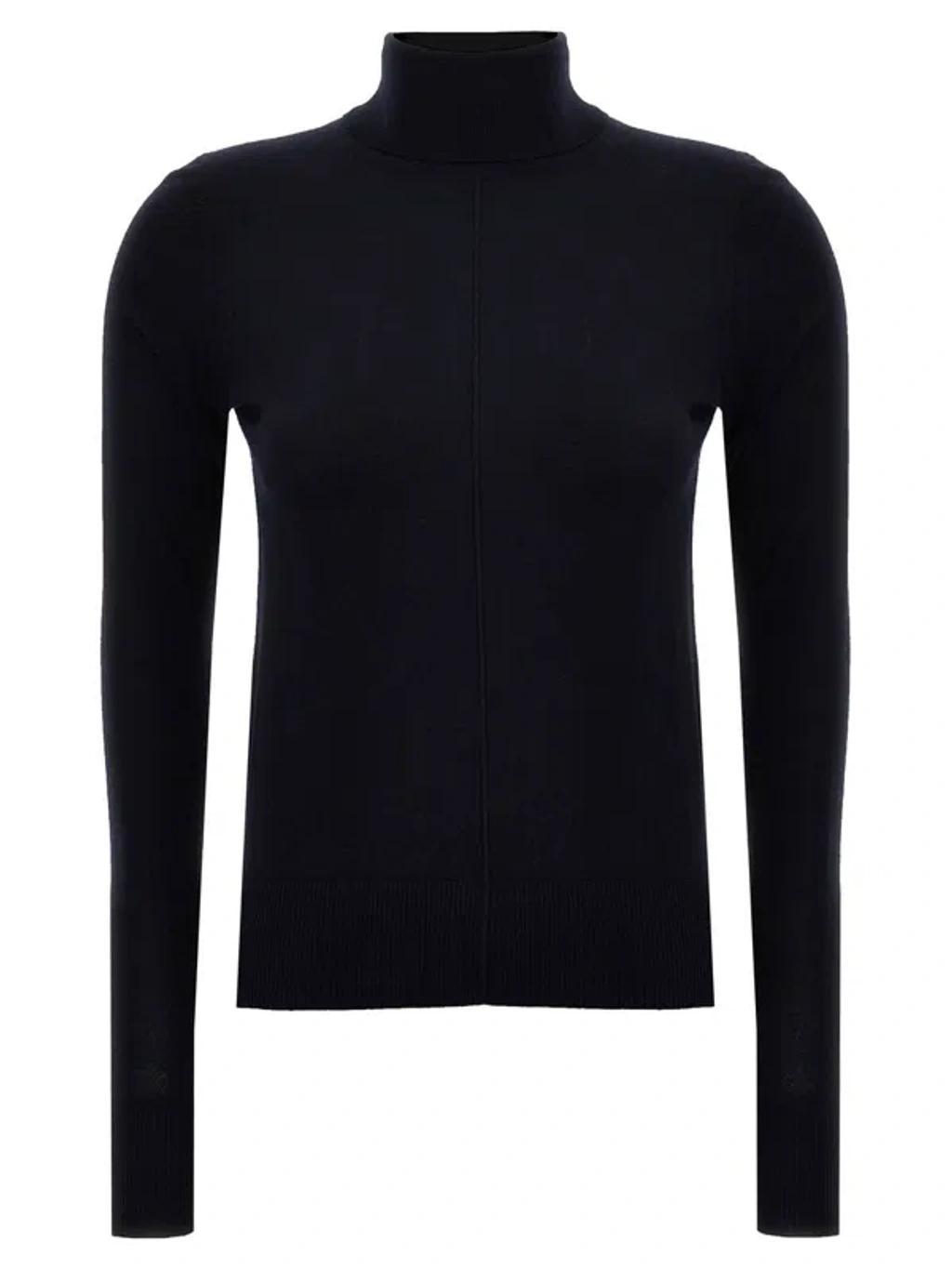 CHLOÉ Black Scalloped Edge Turtleneck In Blue Product Image