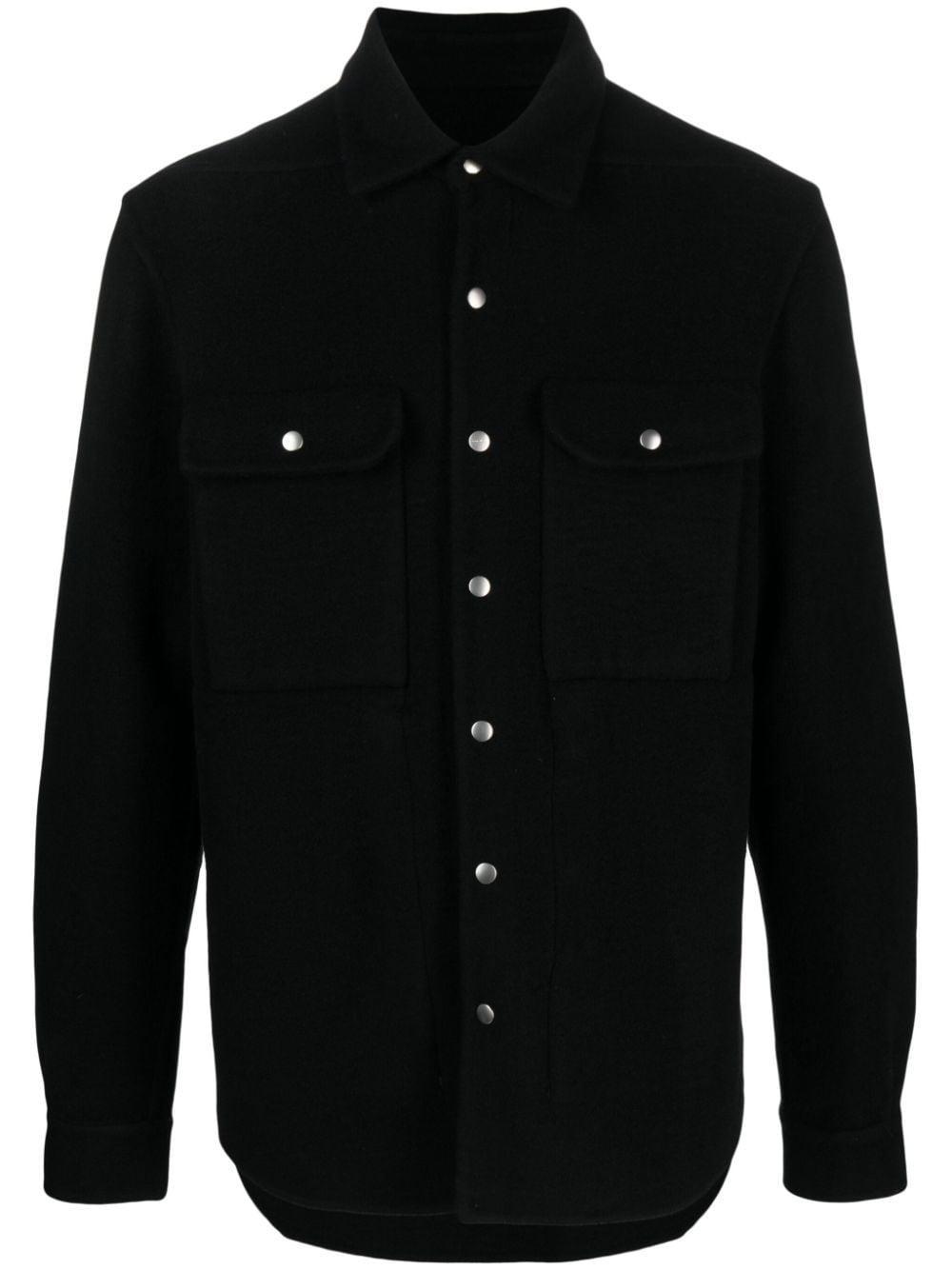 RICK OWENS Cashmere Shirt Jacket In Black Product Image