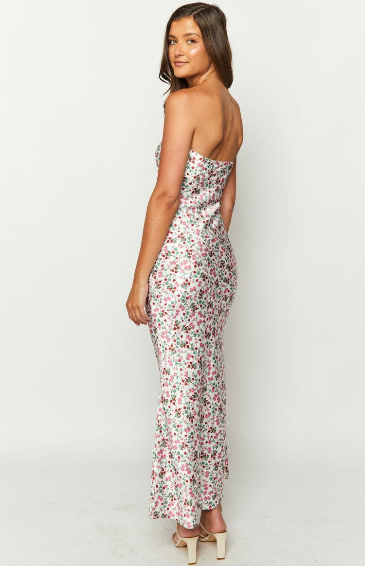 Abbie White Floral Maxi Formal Dress Product Image