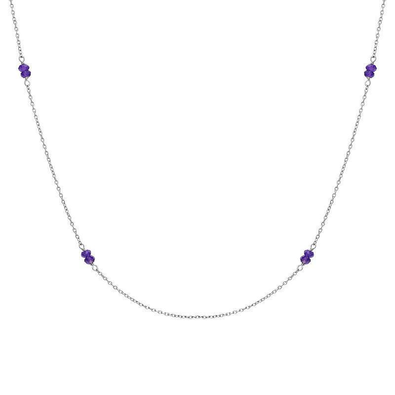 Gemistry Sterling Silver Gemstone Bead Station Necklace, Womens Product Image