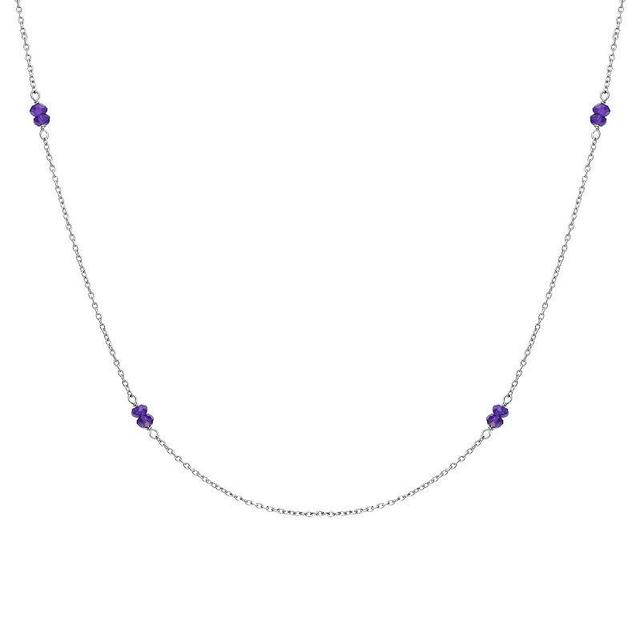 Gemistry Sterling Silver Gemstone Bead Station Necklace, Womens Purple Product Image