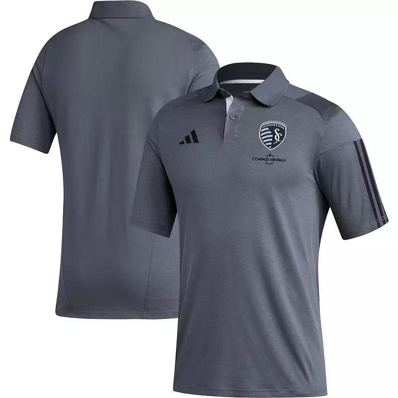 Mens adidas Gray Sporting Kansas City 2023 On-Field Training Polo Product Image