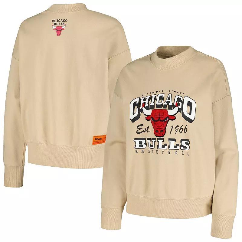 Womens Qore Cream Chicago Bulls Oversized Cozy Mock Neck Pullover Sweatshirt Product Image