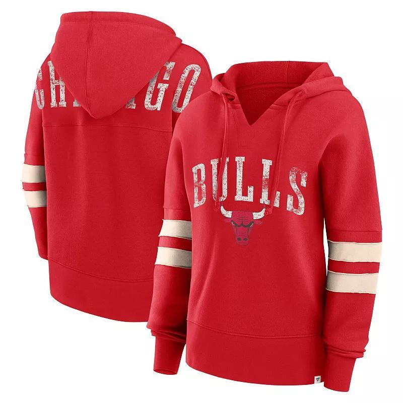 Womens Fanatics Branded Chicago Bulls Bold Move Dolman V-Neck Pullover Hoodie Product Image