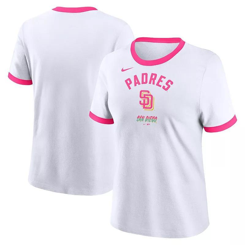 Nike Womens White San Diego Padres 2024 City Connect Ringer Tri-Blend T-Shirt - White Product Image