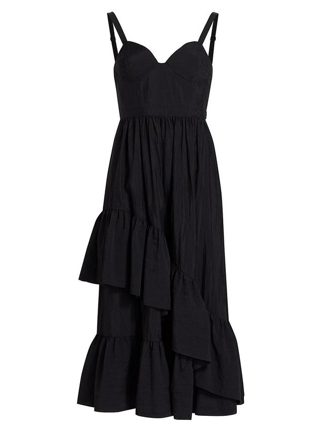 Womens Amy Asymmetric Ruffle Midi-Dress Product Image