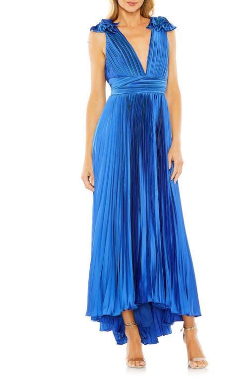 Womens Pleated Asymmetric Ruffled Gown Product Image