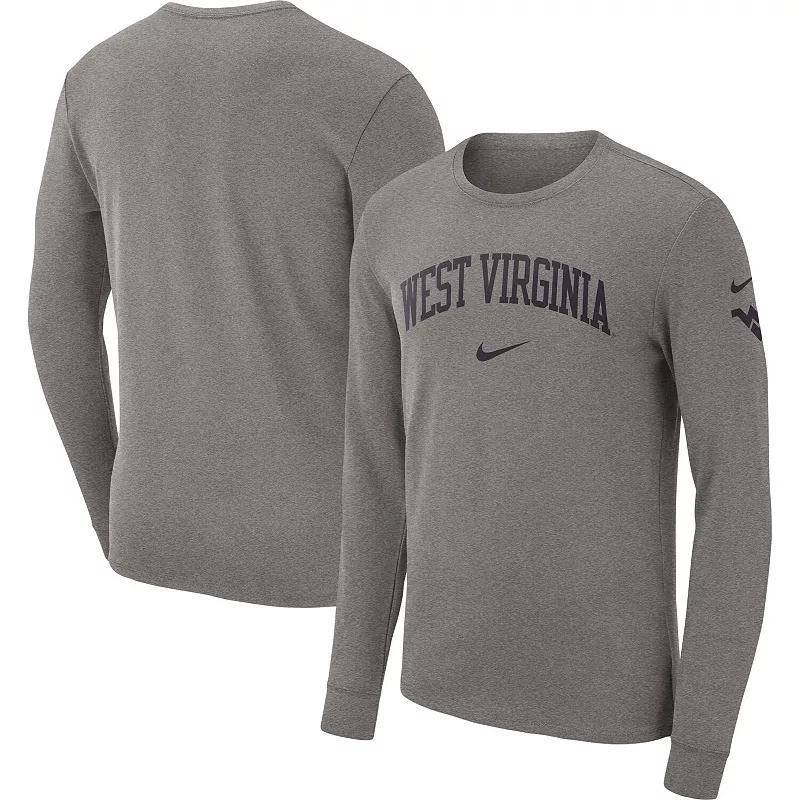 Mens Nike Heather Gray West Virginia Mountaineers Arch 2-Hit Long Sleeve T-Shirt Product Image