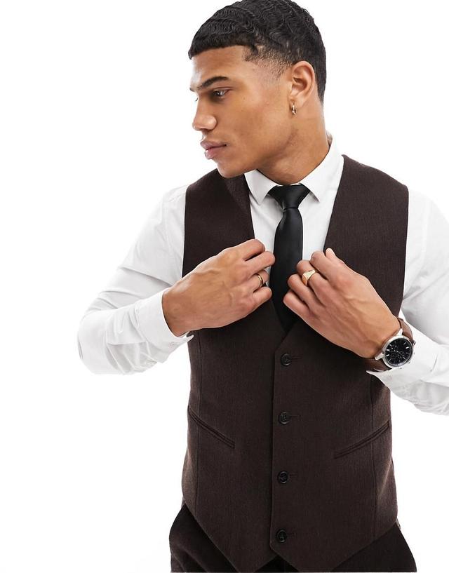 ASOS DESIGN wedding slim wool mix suit vest Product Image