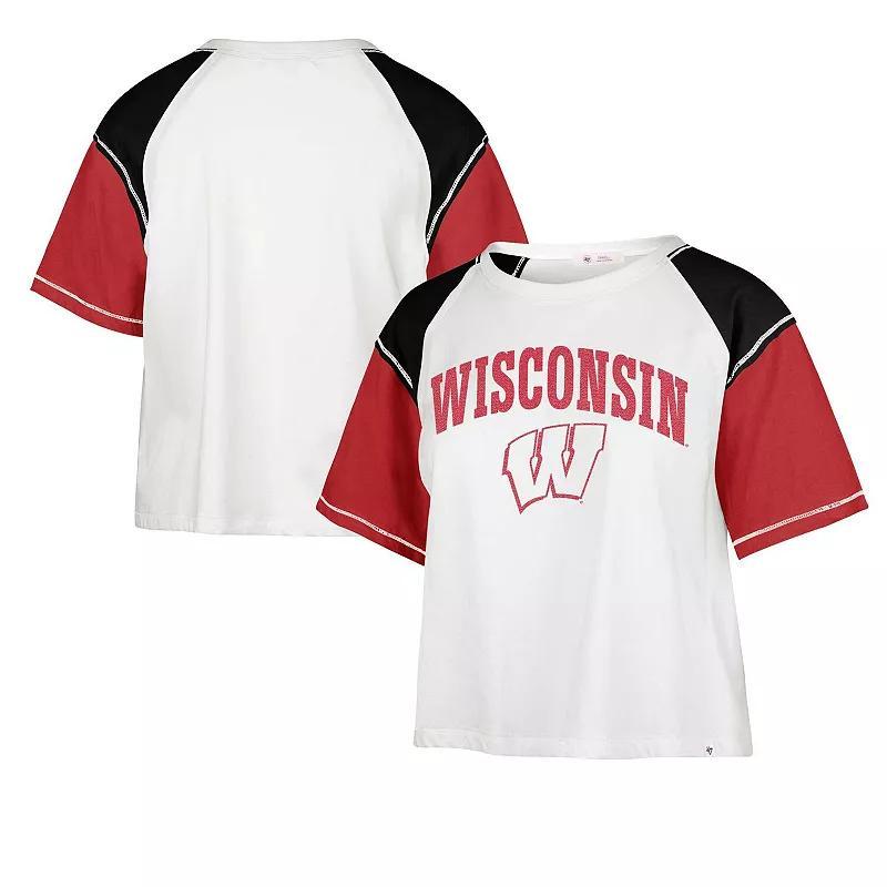 Womens 47 Brand White Distressed Wisconsin Badgers Serenity Gia Cropped T-shirt Product Image