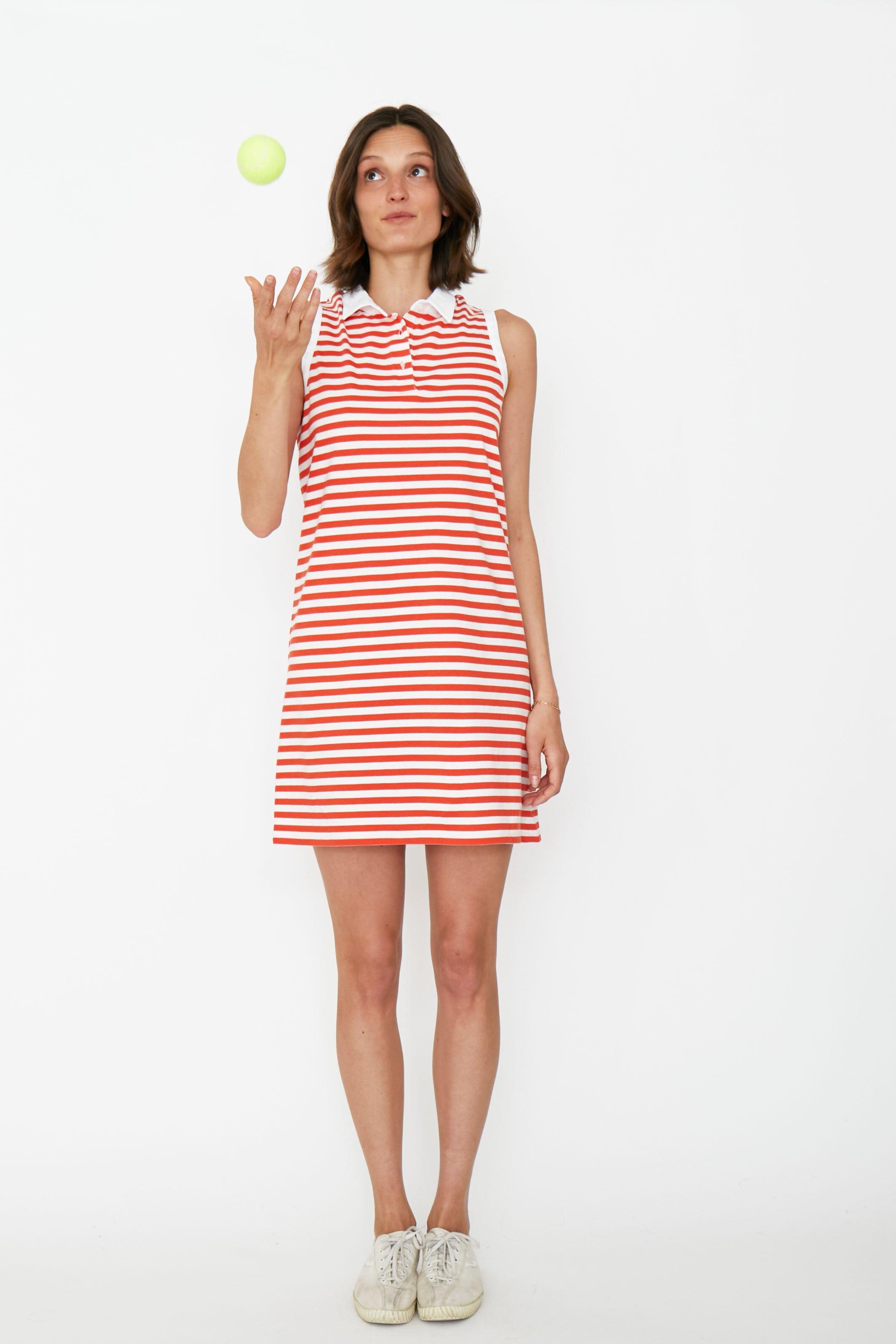 The Polo Dress - Poppy/Cream Female Product Image