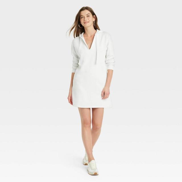 Womens Long Sleeve Mini Fleece Tunic Dress - Universal Thread White Product Image