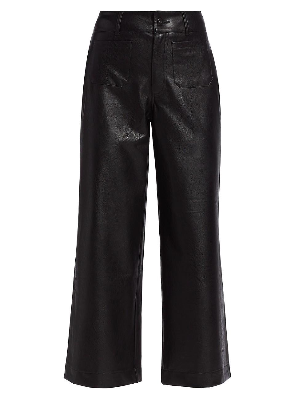 Womens Anessa Cropped Vegan Leather Pants Product Image