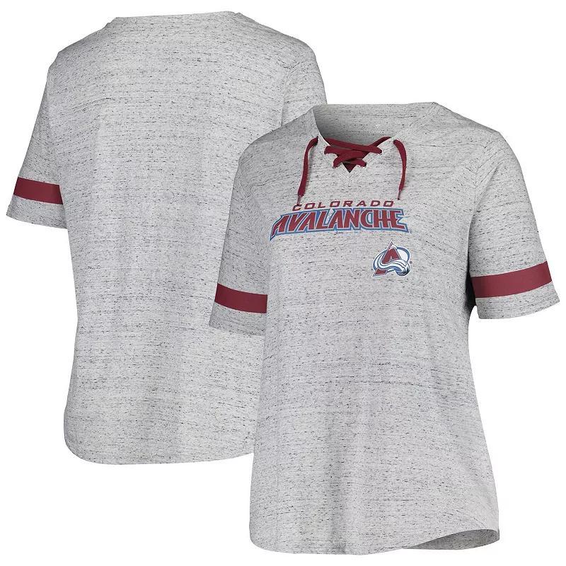 Womens Fanatics Branded Heather Gray Colorado Avalanche Plus Size Lace-Up T-Shirt Product Image