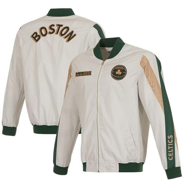 Mens JH Design Cream Boston Celtics 2023/24 City Edition Nylon Full-Zip Bomber Jacket Product Image