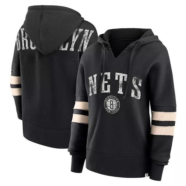 Womens Fanatics Branded Brooklyn Nets Bold Move Dolman V-Neck Pullover Hoodie Product Image