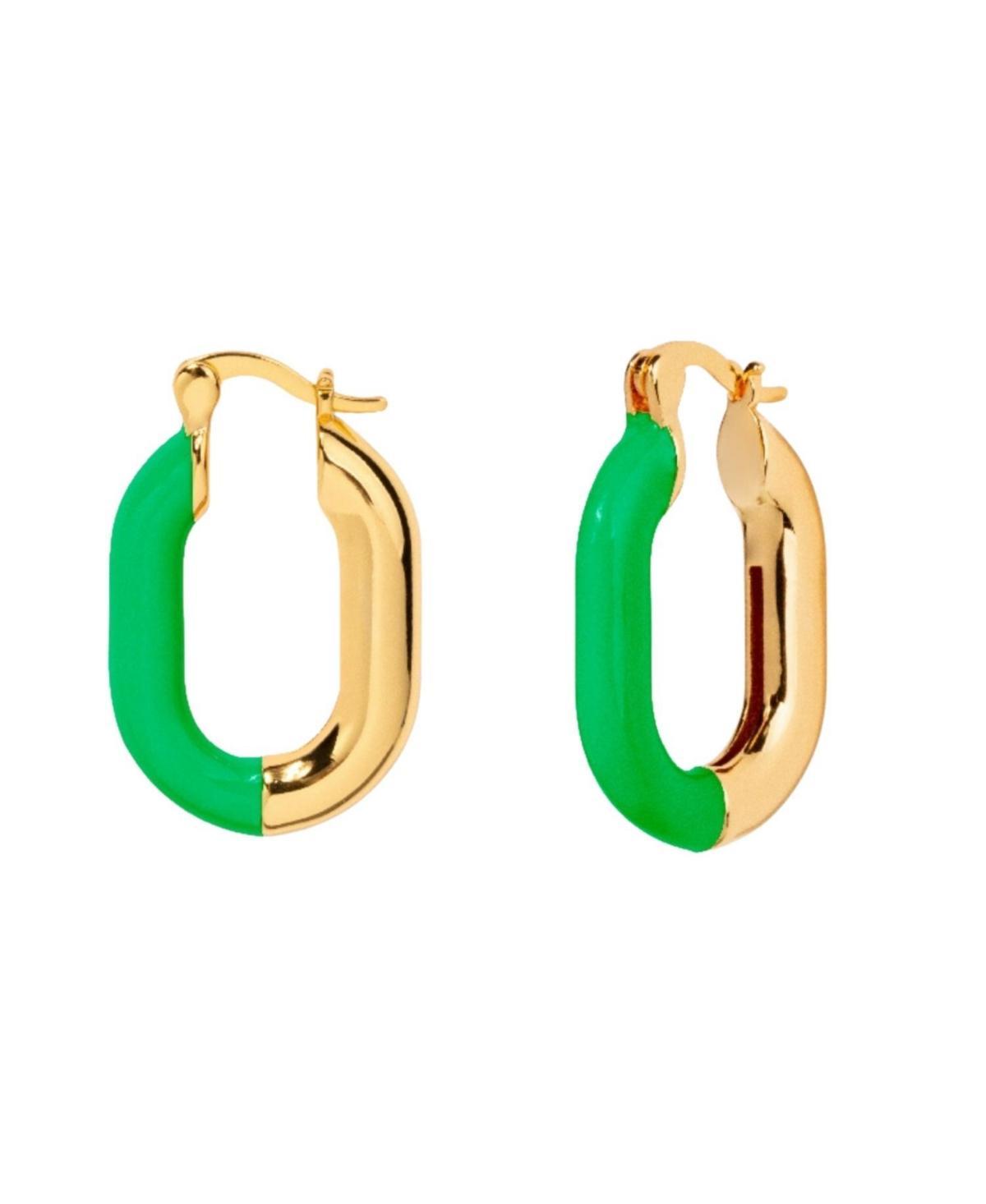 Womens Oval Enamel Hoop Earrings Product Image