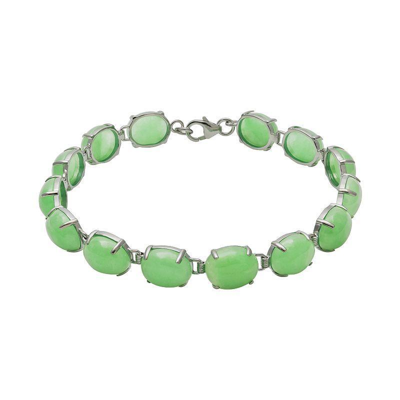 Sterling Silver Jade Bracelet, Womens Green Product Image